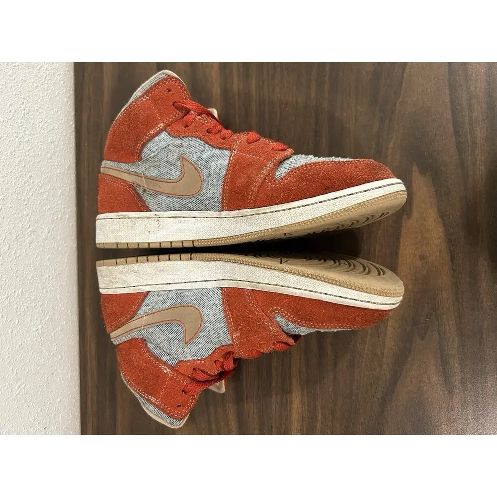 Nike Air Jordan 1 Mid SE 4Y Shoes “Denim Red”‎ GS DM4384-600 Sneaker Cinnabar